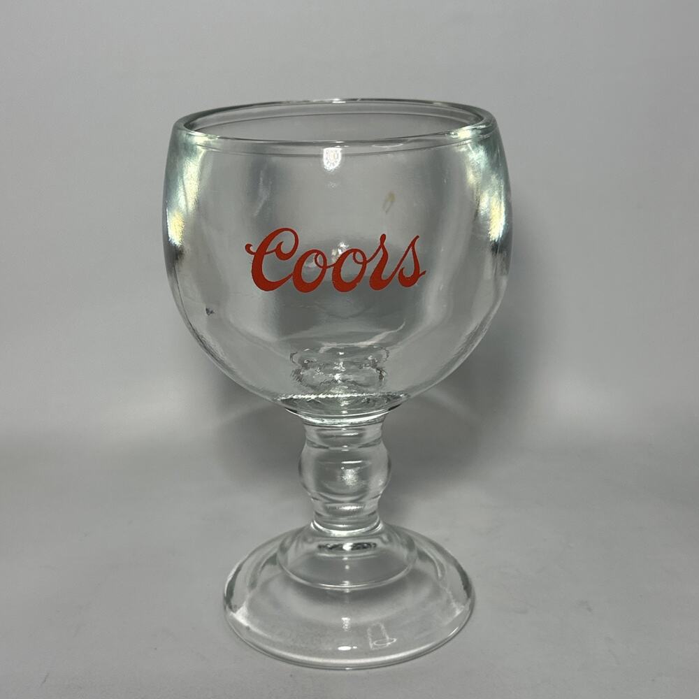 Vintage 16 oz Coors Beer Heavy (2.5 Lbs) glass goblet Man Cave Barware 7.5x4.5”